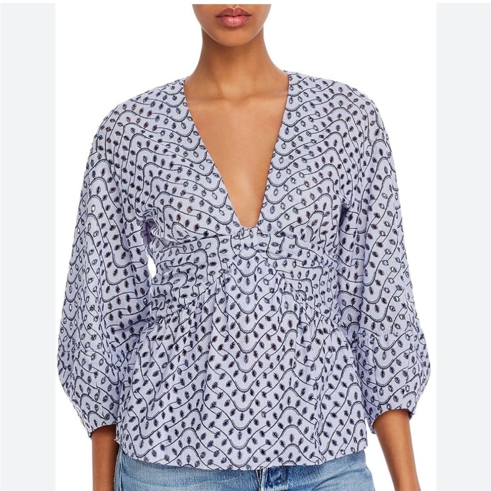 10 Crosby Derek Lam Blue and White Blouse